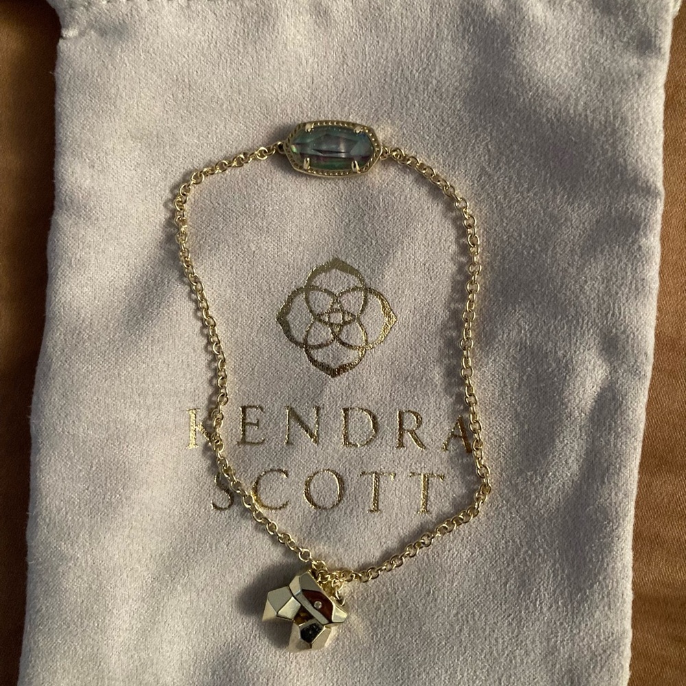Kendra Scott Elaina Gold Adjustable Chain Bracelet in Abalone Shell